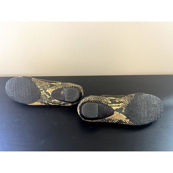 Arturo Chiang Yellow & Brown Snakeskin Flat Shoes 7.5 - Picture 11 of 13